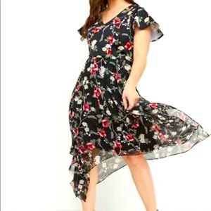 Lane Bryant Scuba & Chiffon Midi Dress